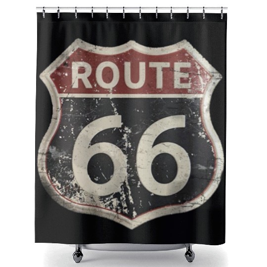 Route 66 vintage sign Shower Curtains