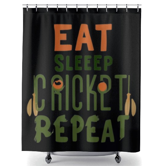 Eat Sleep Cricket Repeat: The Cricket Lover's Shower Curtains