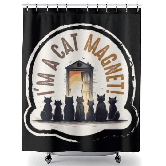Cat magnet Shower Curtains