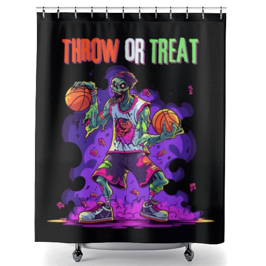 Throw or Treat Zombie Baseball Halloween costume Shower Curtains