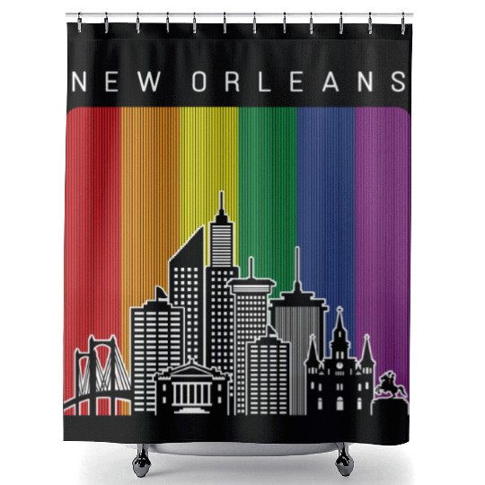 New Orleans Louisiana Rainbow Flag LGBT Pride Shower Curtains