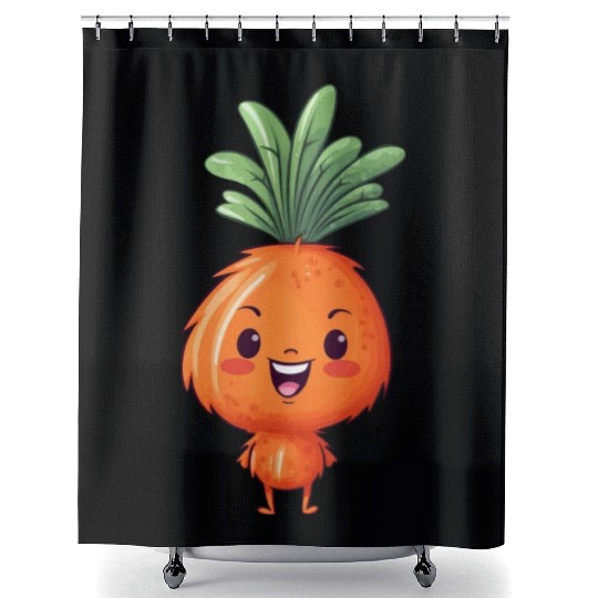 Kawaii Carrot: Cute Vegetable Pal Shower Curtains