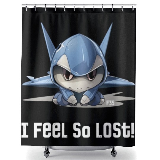 Little Lost Cute F35 Fighter Plane Illustration Shower Curtains