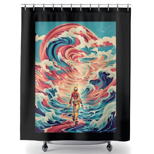 Retro Wave Nostalgia Shower Curtains