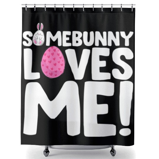 Somebunny Loves Me Easter Bunny Egg Quote Shower Curtains