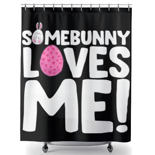 Somebunny Loves Me Easter Bunny Egg Quote Shower Curtains