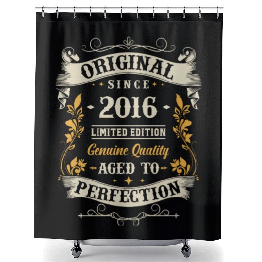 Retro 2016 Birthday Surprise Shower Curtains