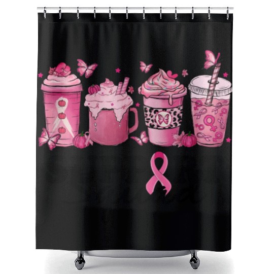 breast cancer coffee support squad Shower Curtains