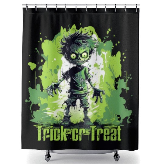 Zombie Halloween Child Trick or Treat Shower Curtains