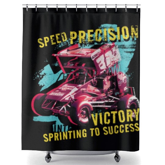 Sprint Car Mom Dirt Track Racing Racing Race Day Shower Curtains