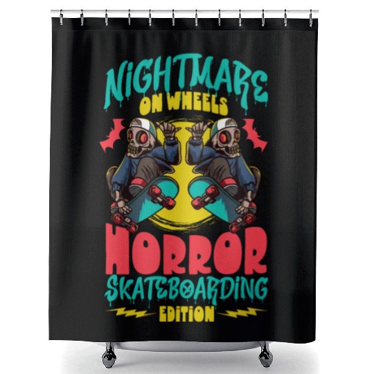 Spooky Horror Skateboarder Halloween Skateboarding Shower Curtains