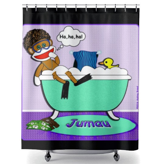 Jumau the Sock Monkey Shower Curtains