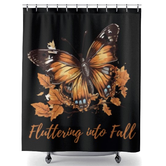 Fluttering into Fall Autumn design Shower Curtains