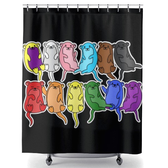 Pride Progress Flag Otter Design for Equality Shower Curtains