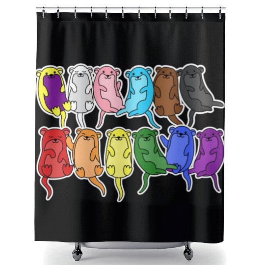 Pride Progress Flag Otter Design for Equality Shower Curtains