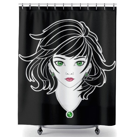 Gothic anime girl with pretty jewelry Shower Curtains