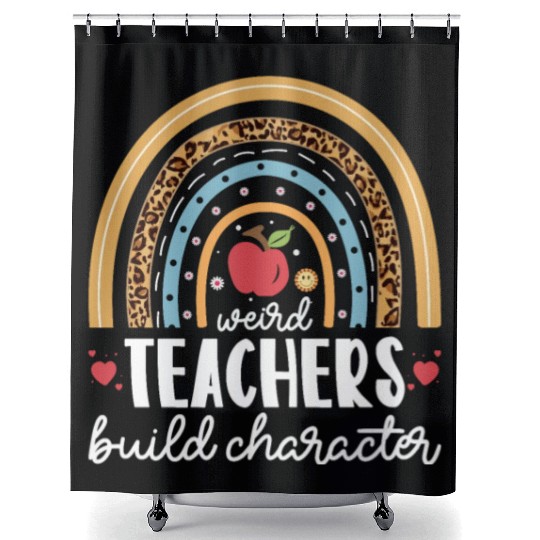 Weird Teachers Build Character Leopard Rainbow Shower Curtains