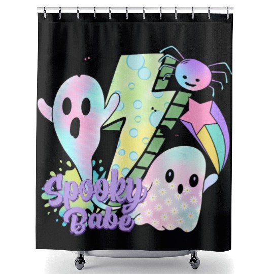 "Spooky Babe Pastel" - Hauntingly Cute and Pastel Shower Curtains