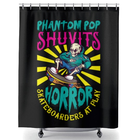 Spooky Horror Skateboarder Halloween Skateboarding Shower Curtains