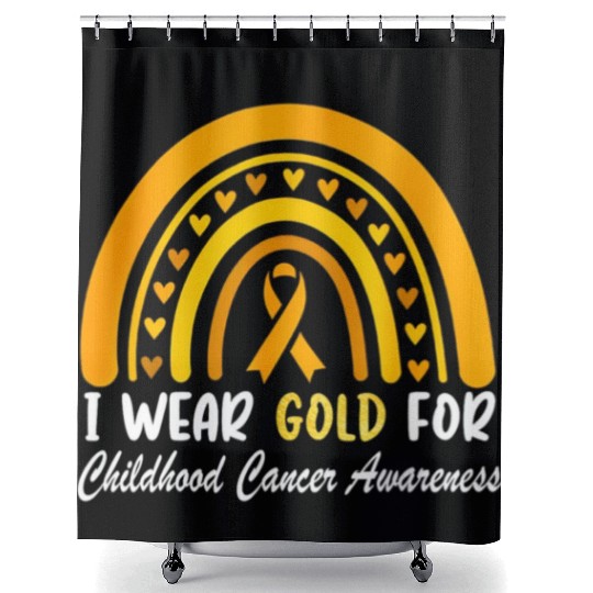 I Wear Gold For Childhood Cancer Awareness Shower Curtains