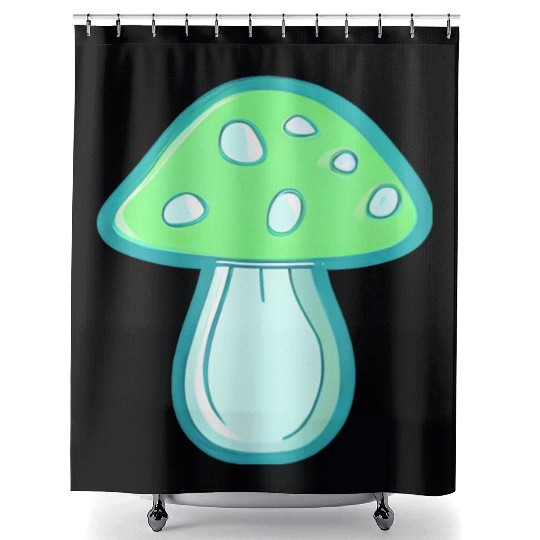 Mushroom CV2 Light Green and Blue Shower Curtains
