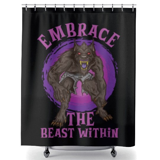Funny Horror Werewolf Lycanthropy Full Moon Shapes Shower Curtains
