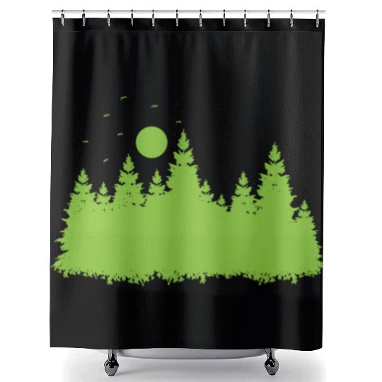 Forest with Leaves in Environment Shower Curtains