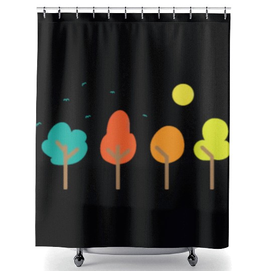 Comic Trees Nature Forests Leaves Environment Shower Curtains