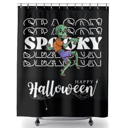 Spooky Season Zombie Halloween Fall Shower Curtains