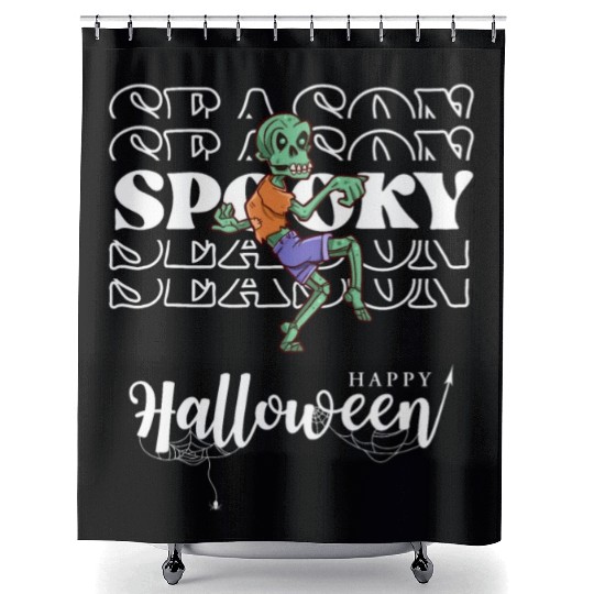 Spooky Season Zombie Halloween Fall Shower Curtains