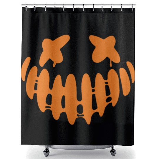 Jack O Lantern Scary Carved Pumpkin Face Halloween Shower Curtains