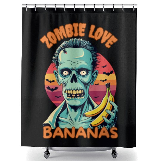 Zombie Love Bananas Halloween Shower Curtains