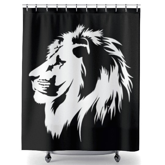 Lion Portrait (white) Shower Curtains
