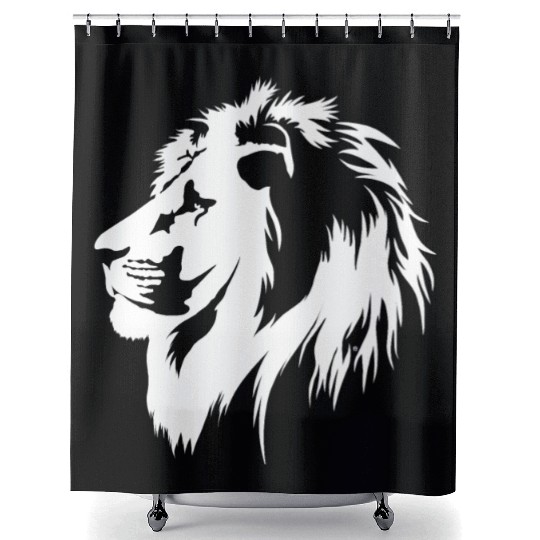 Lion Portrait (white) Shower Curtains