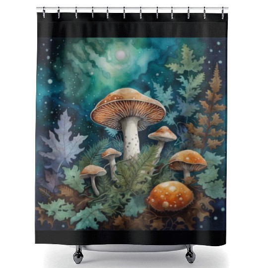 Full Moon Mushroom Nature Shower Curtains