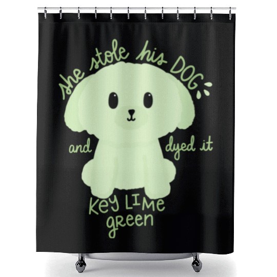 Key Lime Green Dog Shower Curtains