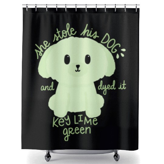 Key Lime Green Dog Shower Curtains