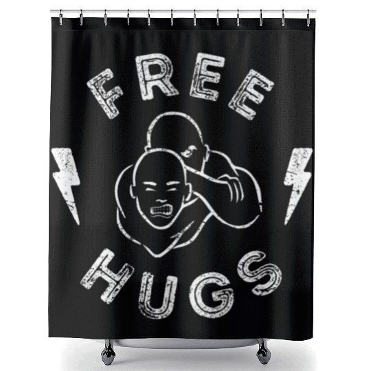 Funny BJJ Shower Curtains Brazilian Jiu-Jitsu Free Hugs