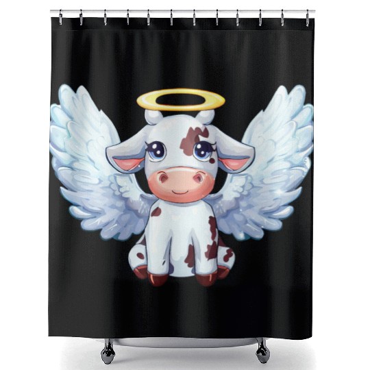 cow angel wings farm halo Shower Curtains