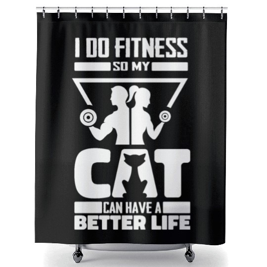 Fitness Workout Gym Cat Shower Curtains