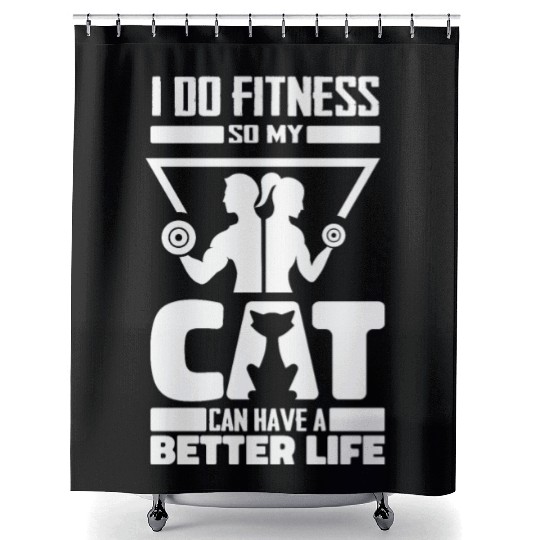 Fitness Workout Gym Cat Shower Curtains