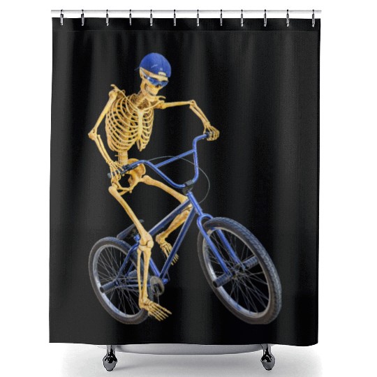 The Grim Reaper doing freestyle biking Shower Curtains