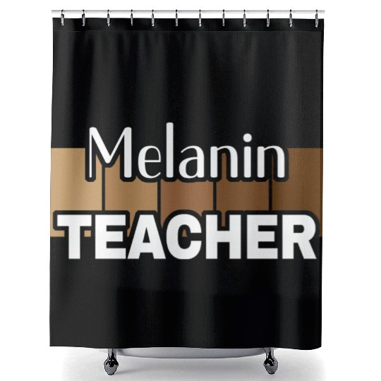 Melanin Teacher Life Afro Teacher African American Shower Curtains