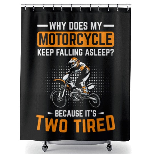 Motorcycle Two Tired Motocross Pun Dirt Bike Shower Curtains