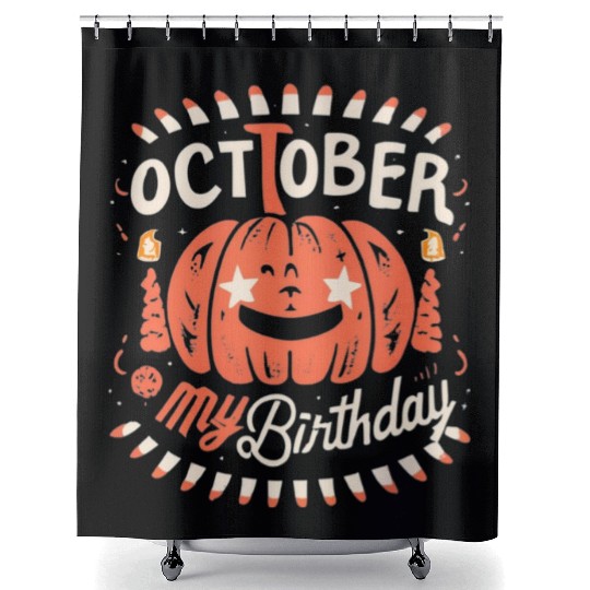 Pumpkin Halloween October My Birthday Shower Curtains