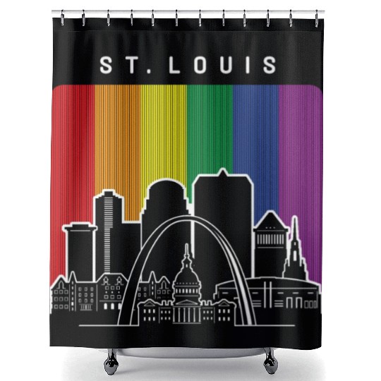 St. Louis Missouri Rainbow Flag LGBTQAI Pride Shower Curtains