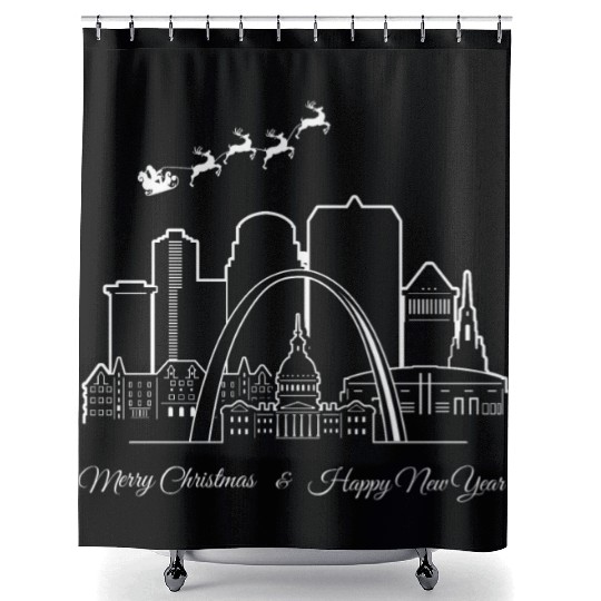 St. Louis Missouri Merry Christmas Happy New Year Shower Curtains