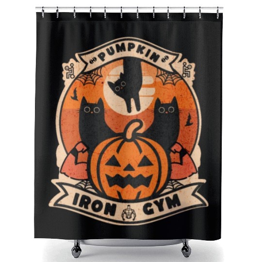 Pumpkin Iron Gym Shower Curtains