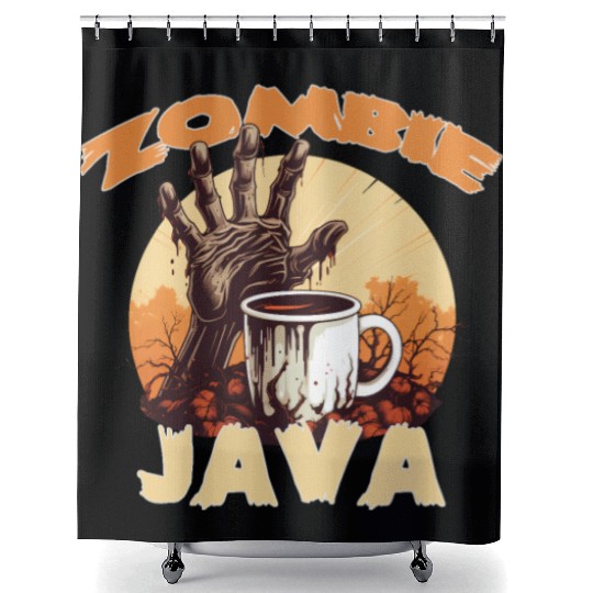 Zombie Java Coffee and Halloween Shower Curtains