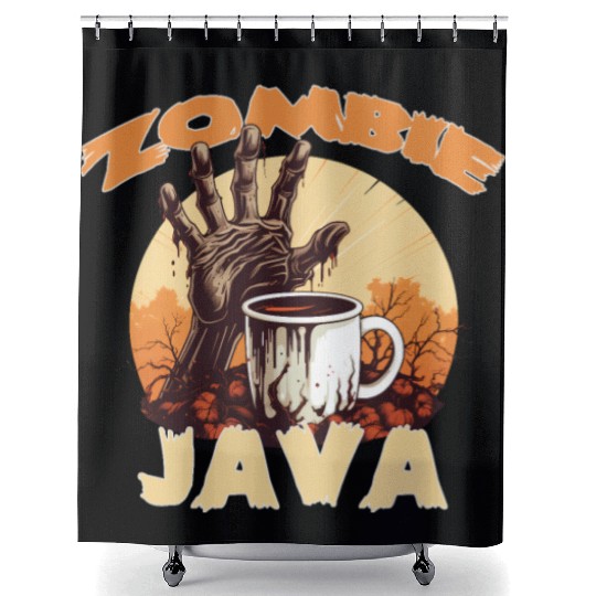 Zombie Java Coffee and Halloween Shower Curtains